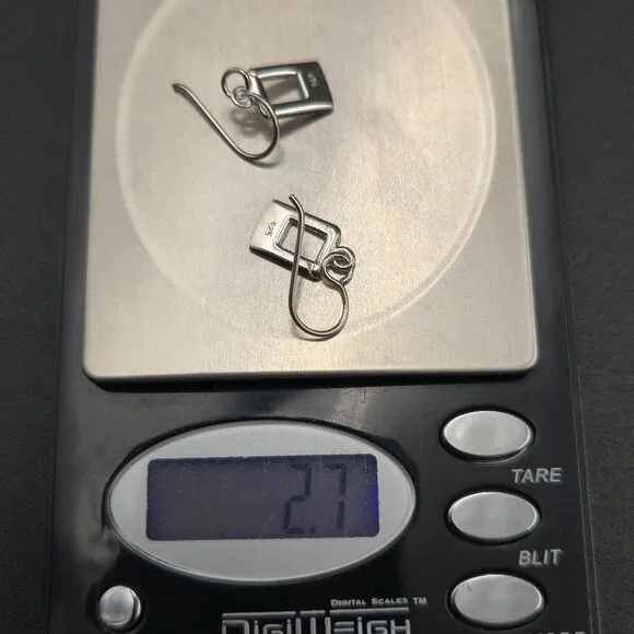 Sterling Silver Bright Cutout Simple Shape Dangle Earrings A6438 - Picture 5 of 5